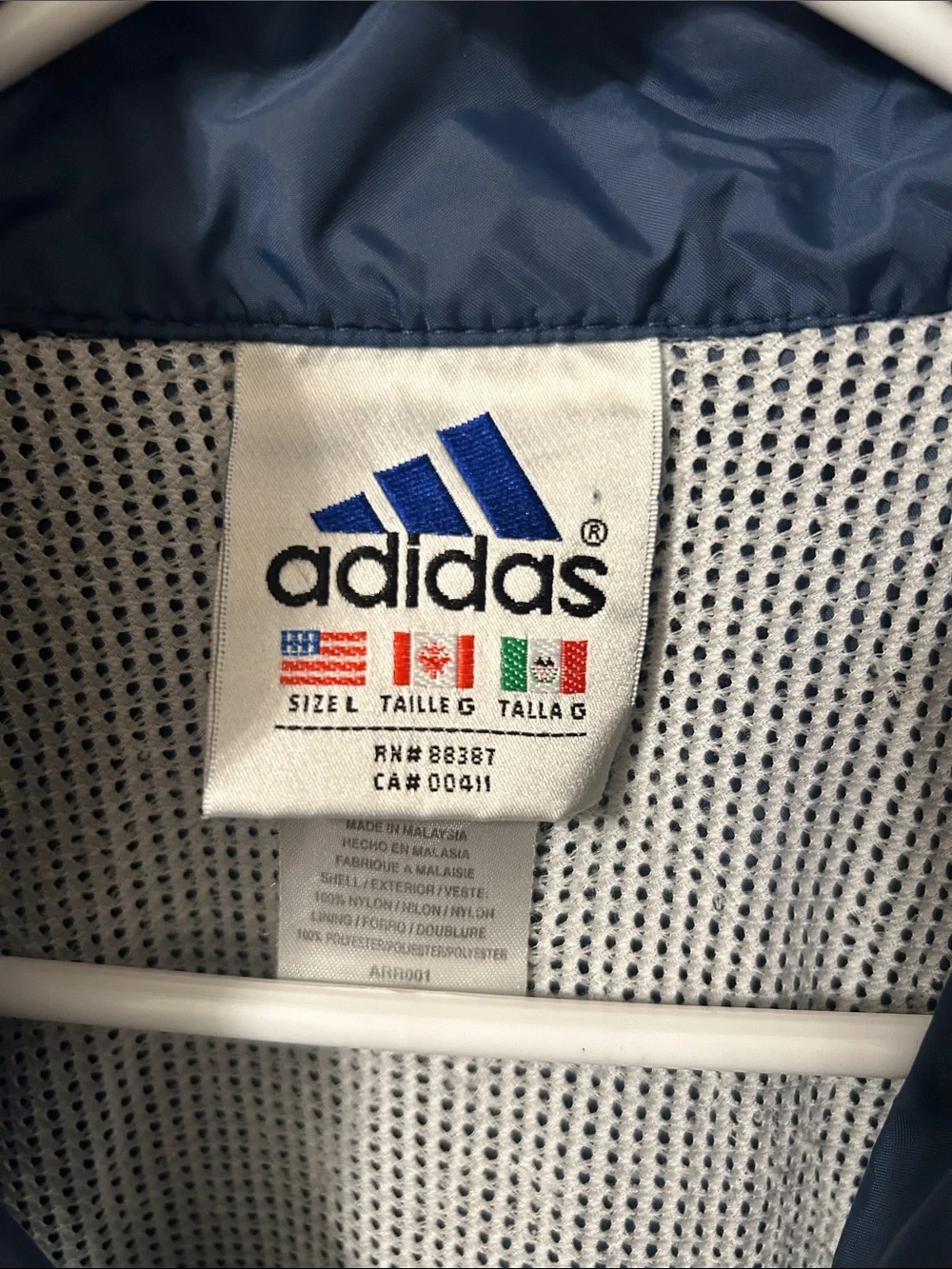 Adidas Hooded Jacket Blue Large